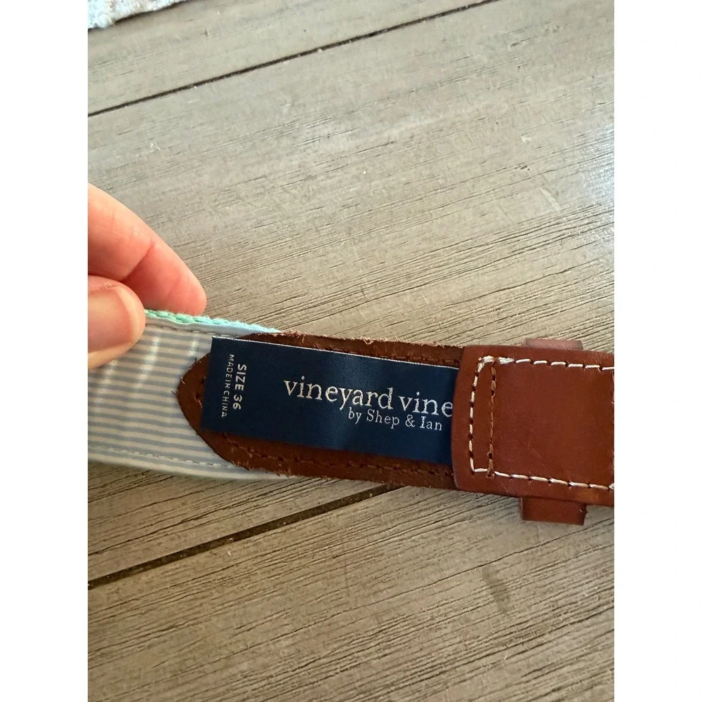 New men's 36 Vineyard Vines marlin fish embroidered icon canvas club belt